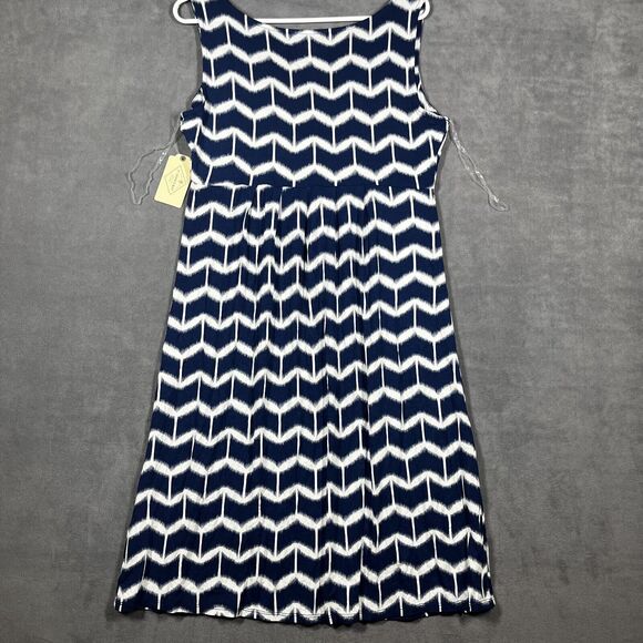 St. John Bay A-Line Dress Women's Large Blue Rayon Stretch Classic Surplice Neck - Picture 7 of 7